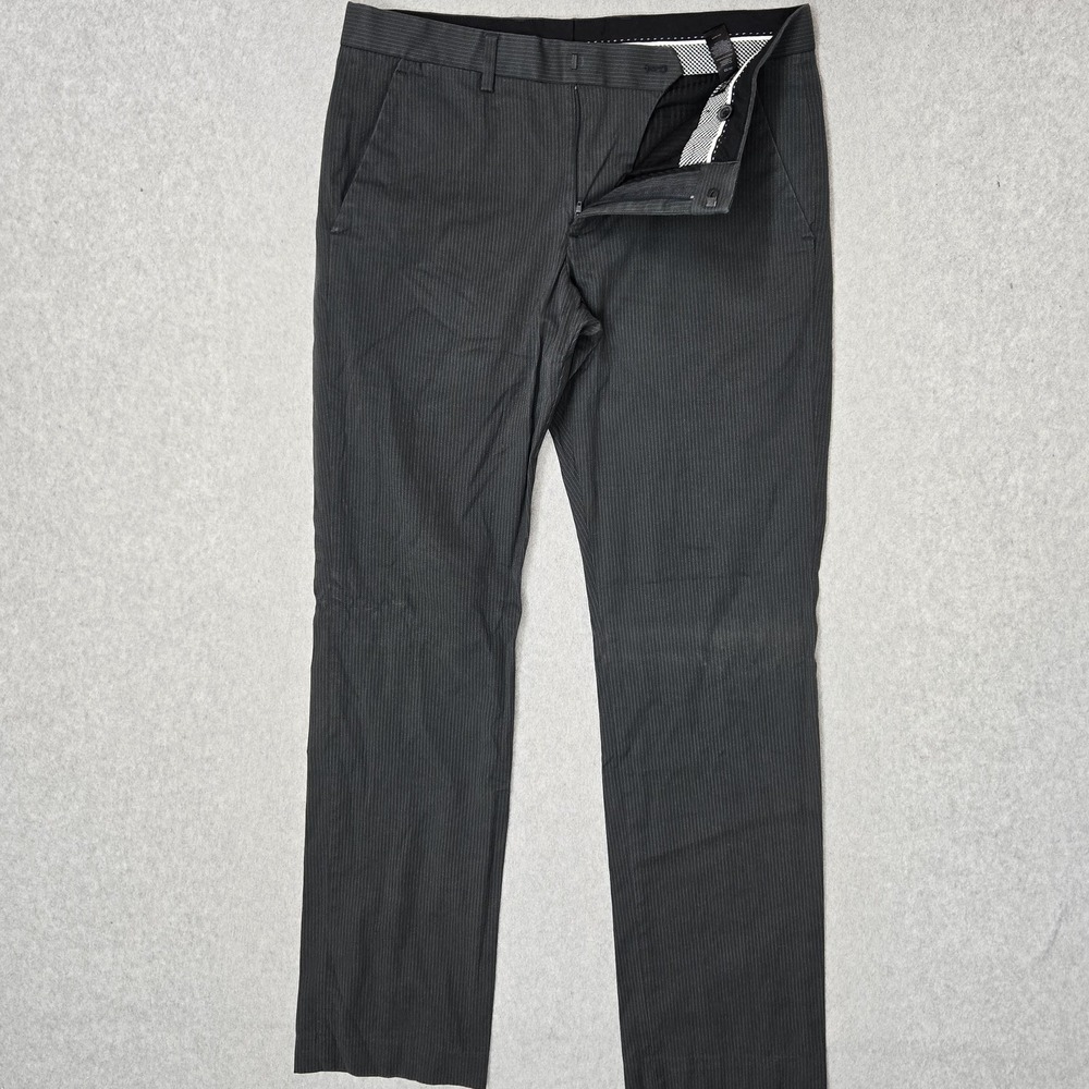 Express Men Pants 30/32 Gray Striped Dress Pants Photographer Button 30" Inseam